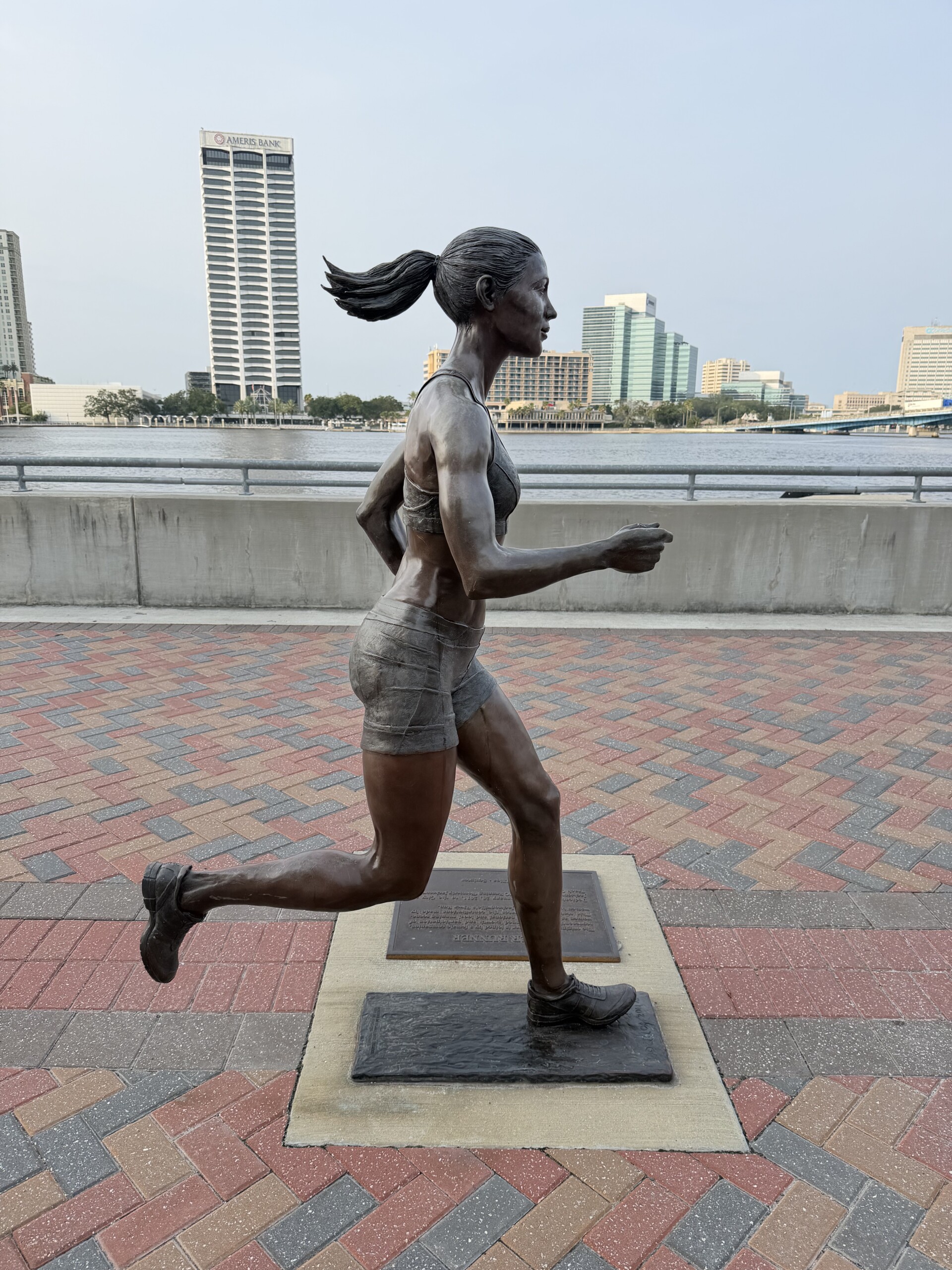 Female River Runner statue along the St. Johns River in Jacksonville, Florida